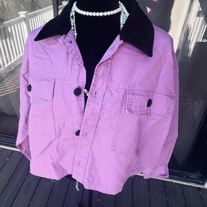Wild Fable Lavender Utility Jacket with Black Collar